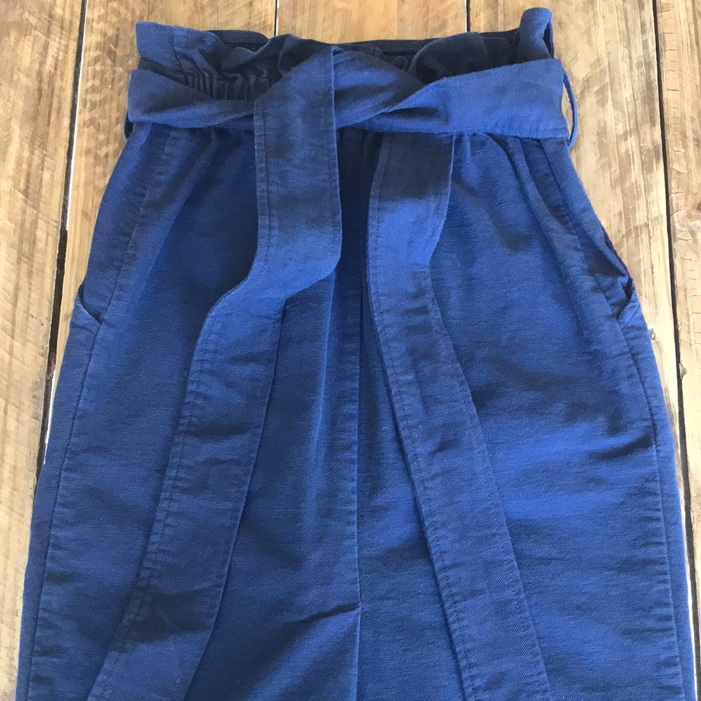 Midi high waisted paper bag skirt